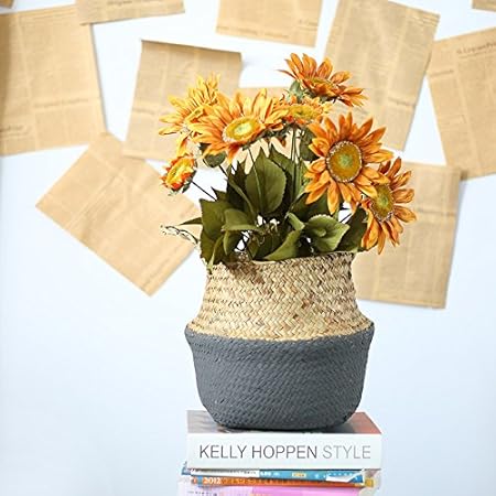 WOVELOT Canasta de Mimbre Canasta de Paja Canasta de Jardin Plegable