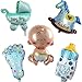 AnnoDeel 5 Pcs Baby Blue Party Balloons, 14inch Baby Shower Party Foil Baby Boy Girl Balloons Birthday Party Decoration