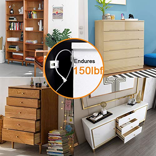 JJGoo 10 Sets Furniture Anchor Straps Baby Proofing Nylon Anti-Tip Furniture Anchors Attach Furniture to Wall,Â Child Safety Straps Earthquake Resistant Keeping Baby Pet Safety from Falling Furniture