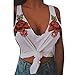 XWDA Women's Sleeveless Tee T-Shirt Floral Print Loose V Neck Vest Tank Tops