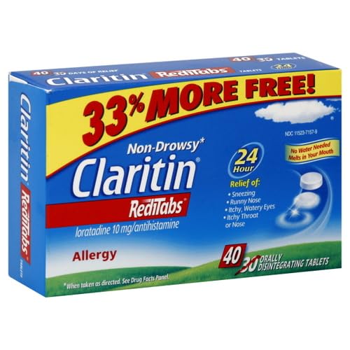Claritin RediTabs 24 Hour Allergy Medicine, Non-Drowsy Prescription Strength Allergy Relief, Loratadine Antihistamine Tablets, 30 Count