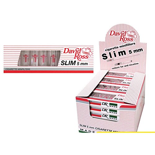 Full box of 24 packs, David Ross, slim, 5 mm, 10 tar filter, each pack, extra slim tips, 5 mm, total 240 filters