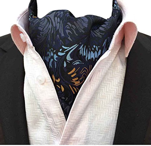 MOHSLEE Men's Floral Paisley 100% Silk Cravat Self Jacquard Woven Ascot Neckties