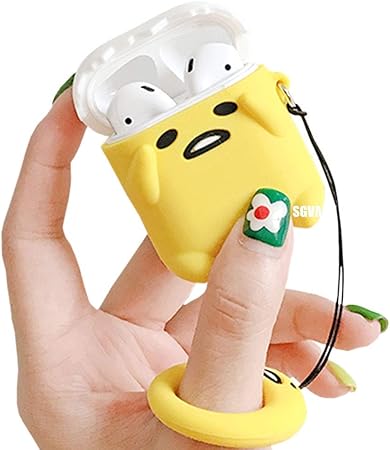 Amazon Co Jp Sgvahy Airpodsケース 第1 2世代に適用 かわいい クール おもしろい 3d 漫画 たまご ひよこ デザイン リング パックルホルダー付き ソフト シリコン素材 クリエイティブ ユニーク 耐衝撃 エアポッドカバー ぐでたまb 家電 カメラ