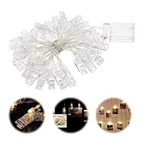 HUATK 20LED Photo Clip String Lights - 8.2 ft Battery Powered Fairy LED Photo Lights with Clip for Bedroom，Party，3AA Batteries (not provided)