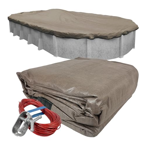 Robelle 16 x 32 ft Extra Heavy Duty XL Mesh Premium Oval Winter Pool Cover