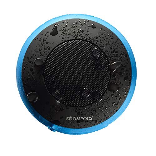 Boompods Aquapod Waterproof Bluetooth Speaker (Blue) - Big Bass - 5 Hour Recharable Battery - Includes Suction Cup, Karabiner, Lanyard & Bike Mount