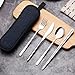 Portable Stainless Steel Flatware Set, Travel Camping Cutlery Set, Portable Utensil Travel Silverware Dinnerware Set with a Waterproof Case (6pcs Stainless steel Flatware Set)