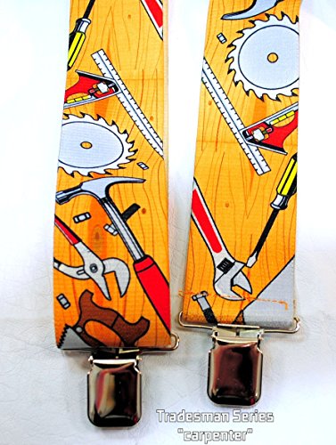 Holdup Brand Tradesmen Series Suspenders in Carpenter Pattern with Jumbo No-slip Clips