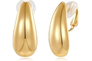 MUYAN Dainty Chunky Clip On Earrings for Women Multiple Styles Gold Silver Retro Clip Earrings