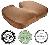 COMFOBEE Deluxe Seat Cushion 100% Pure Memory Foam - Orthopedic Design to Relieve Back, Sciatica and Tailbone Pain - Perfect for Office Chair, Car seat - Brown Color