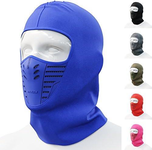 Cevillo Balaclava Face Mask | Windproof and Dustproof Ski Mask Hoodie Style | Skiing and Outdoor Sports | Polyester Cotton Headwear | Men and Women (Blue)