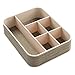 mDesign Plastic Woven Home, Office Drawer Storage Tray - Divided for Countertop, Desk, Workspace - for Gel Pens, Colored Pencils, Erasers, Tape, Paper Clips, 6 Compartments, 2 Pack - Pearl Champagne