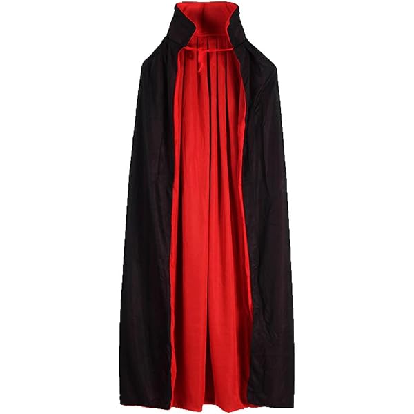 Capa De Vampiro Con Capucha Para Adultos – Reversible (Negra Y Roja) Con Accesorios: Tatuajes, Parche, Colmillos Y Vial De Sangre – Ideal Para Halloween
