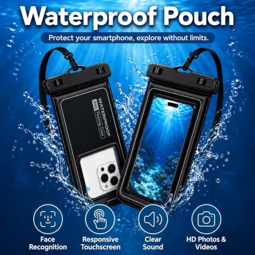 Waterproof Mobile Floating Case 2 Units, IPX8 Floating Mobile Aquatic Case with Adjustable Cord, for 17/16/15/14 Pro Max, Samsung S26 S25 S24 Ultra, Up to 7.5 Inches for Beach Swimming Pool