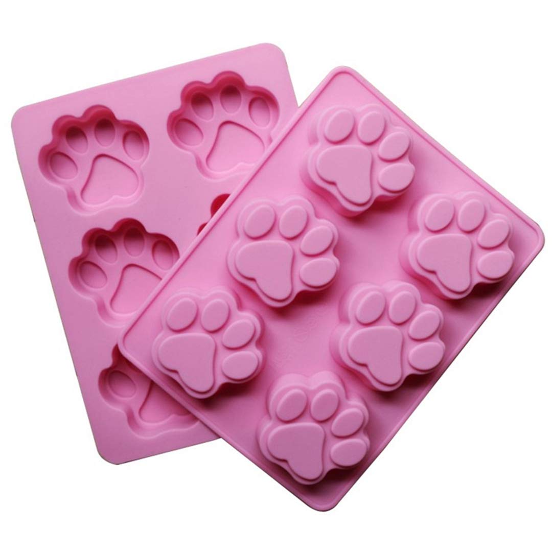 FantasyDay 2 Pack Dog Paw Shape Silicone Baking Mould, Birthday Tray-Wedding Festival Party Silicone Cake Mold for Muffin Candy Chocolates Gummy Butter Fondant Soap Bread Loaf Brownie Cornbread