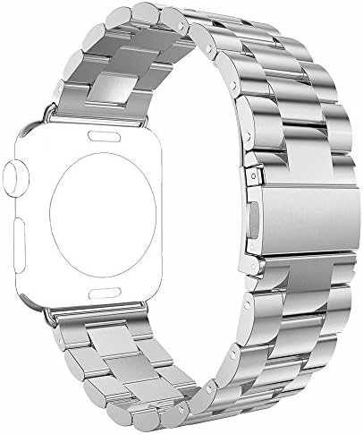 Apple Watch Band Series 1, Series 2 , USASUNFACE 46mm Stainless Steel Strap Wrist Band Replacement Metal for iWatch Band Strap(Silver)