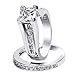 925 Solid Sterling Silver Cubic Zirconia Bridal Princess Cut Wedding Band Engagement Ring Set for Women