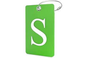 Shacke Luggage Tag Initial – Fully Bendable Tag w/Stainless Steel Loop (Letter S)