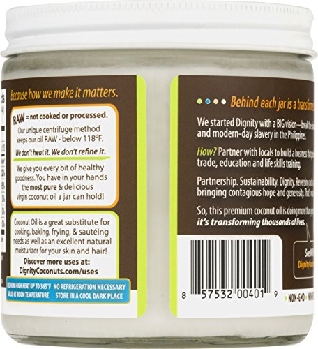 Dignity Organic Virgin Coconut Oil - Centrifuge Raw 2-PACK (15oz)