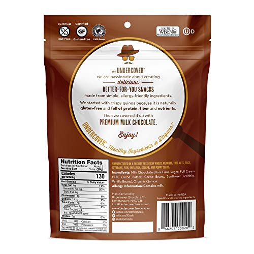 UNDERCOVER Quinoa Variety Sampler - Chocolate Crispy Quinoa Snack (8 bags): 2 Milk Choc, 2 Dark Choc+Sea Salt, 2 Dark Choc+Blueberries, 1 Milk Choc+Currants, 1 Dark Choc+Seeds, Gluten-Free/Nut-Free - Thumbnail 6