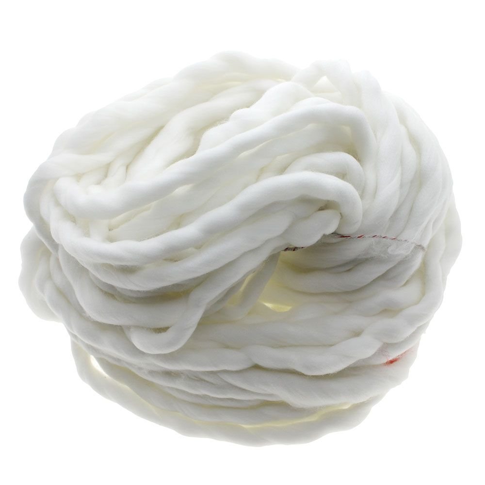 MMRM Super Chunky Yarn Soft Wool Roving Bulky Yarn Spinning Hand Knitting - 260G - White