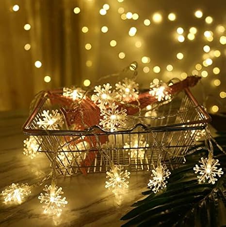 Immagini Luci Natalizie.Catena Luminosa Luci Natalizie A Forma Di Fiocco Di Neve Per Natale Giardino Terrazza Camera Da Letto Feste Interni Ed Esterni Luce Bianca Calda Amazon It Illuminazione