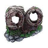 Bestgoo Aquarium Fish Tank Decorations, Resin Double Broken Barrel Emulational Dead-wood