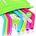 WALFOS Reusable Silicone Straws - Extra long bendy Straws for 30 oz and 20 oz Tumblers Yeti/Rtic/Ozark - 10 Pieces (4 Big Bent +4 Slim Bent +2 Cleaning Brushes ) - Food Grade & BPA FREE