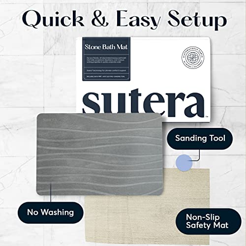 SUTERA Stone Bath Mat, Diatomaceous Earth Shower Mat, NonSlip Super