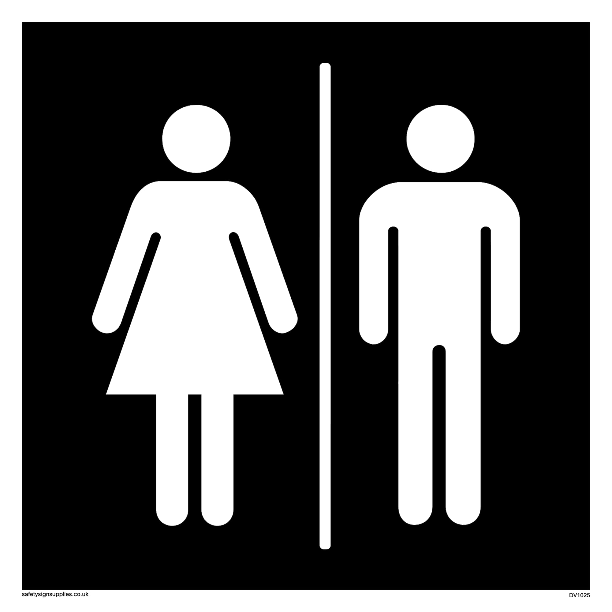 Pack of five - Male & Female Toilet Symbols Sign - 150x150mm - S15