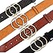Gackoko Women Leather Belt for Dress & Jeans Fashion Soft Leather with Double O-Ring Buckle (L, BLACK)