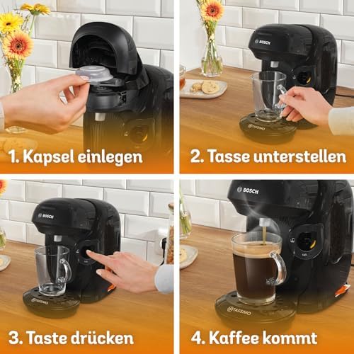 Tassimo Style friendly Kapselmaschine TAS112E, über 70 Getränke, geeignet für alle Tassen, vollautomatisch, nachhaltig, platzsparend, 1400 W, schwarz