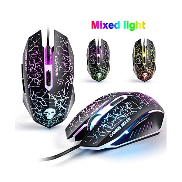 UK Layout Gaming Keyboard and Mouse Sets Rainbow Backlit Ergonomic Usb Gaming Keyboard + 2400DPI 6 Buttons Optical…