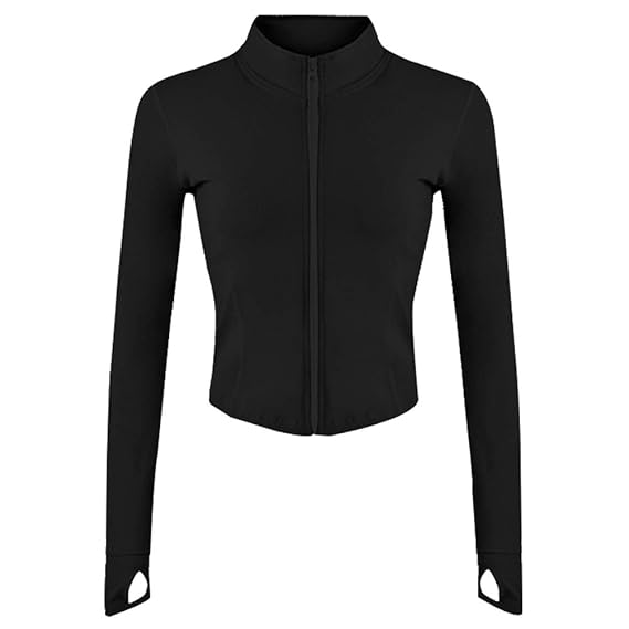 Buy Gihuo Women's Athletic Full Zip Lightweight Workout Jacket with Thumb Holes（BlackXL） at