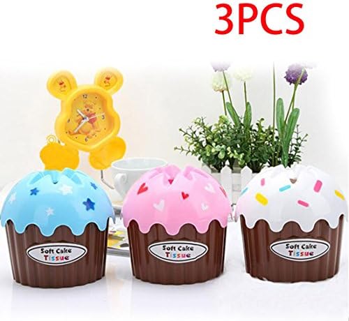 LARARHEE-3pcs Durable Portable Tissue Boxes Cute Ice Cream Cake Shaped Paper Towel Tube
