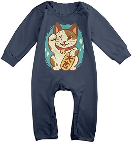 Infant Baby's Cute Cat Long Sleeve Climb Jumpsuit 6 M Navy