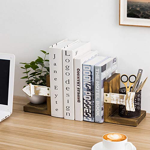 MyGift Rustic Whitewashed Arrow Design & Burnt Dark Brown Wood Tabletop