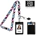 Wild Flowers Blossom Print Lanyard with PU Leather ID Badge Holder with 3 Card Pockets, Safety Breakaway Clip, Note Card. Gift of Carabiner Keychain Flashlight. Lanyard for Cruise or Work.