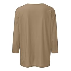 3/4 Length Sleeve Womens Tops Casual Brown t Shirts