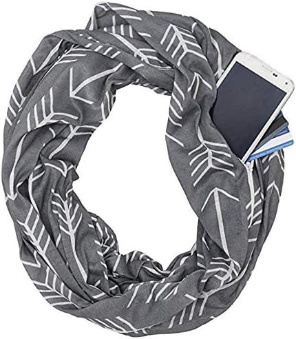 Autumn Winter Womens Convertible Infinity Scarf Wrap Scarf Whit Hidden Zipper Pocket Travel Scarf