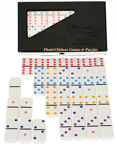 Dominoes Tournament Size, Double 6 Set _ with Color Dots - Thumbnail 4