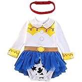Dressy Daisy Princess Onesie Romper Fancy Dress Costume Halloween Birthday Bodysuit Outfit with Headband for Infant Baby Girl