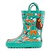 Lone Cone Rain Boots with Easy-On Handles in Fun Patterns for Toddlers and Kids, Campfire Critters, 9 Toddler