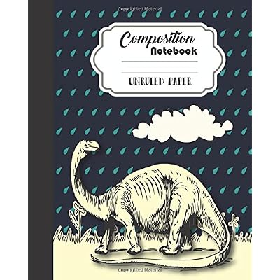 Composition Notebook Unruled Paper Journal Diary Dinosorus Drawing  8