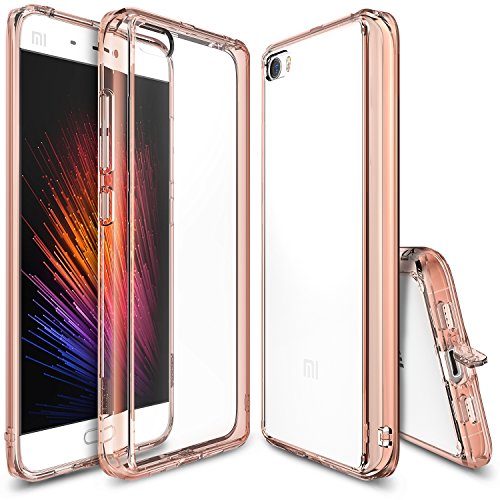 Xiaomi Mi 5 Case, Ringke [FUSION] Crystal Clear PC Back TPU Bumper [Drop Protection/Shock Absorption Technology][Attached Dust Cap] For Xaomi MI 5 - Rose Gold Crystal