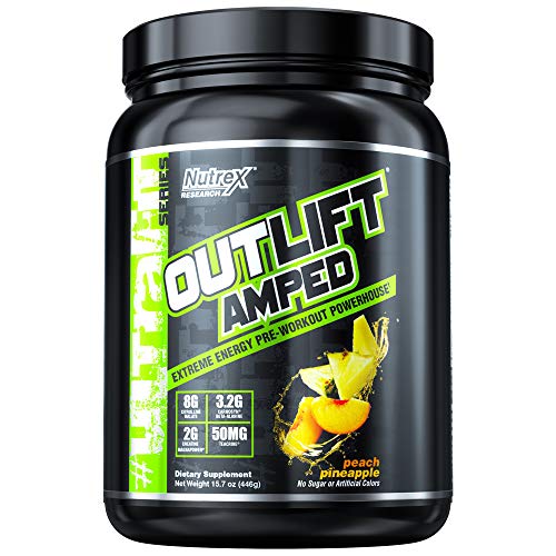 Nutrex Research Outlift Amped Powder, Peach Pineapple, 15.7 Ounce