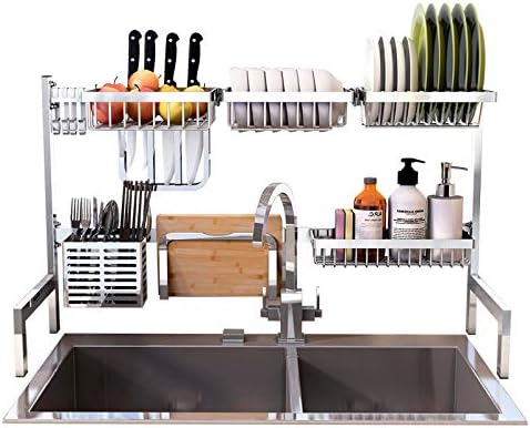 WSZZF311 Kitchen Shelf 304 Stainless Steel Rack Drying Drain Storage Holders Kitchen Plate Dish Cutlery Cup Drain Rack Kitchen Organizer