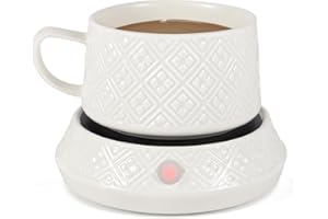 COPINPIN Ceramic Coffee Mug Warmer Set, Electric Candle Wax Warmer, Coffee Warmer for Desk, 3 Timed Thermos Setting for Heating Coffee, Beverage, Milk, Tea and Hot Chocolate-Birthday Gifts（with Cup）