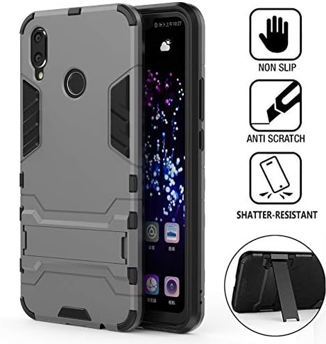Huawei P Smart+/ Nova 3i Case, 2 in 1 Tough PC + TPU Soft Silicone Shockproof Impact Resistant Hybrid Dual Layer Heavy Duty Armor Bumper Protective Cover for Huawei P Smart+/ Nova 3i [Gray]